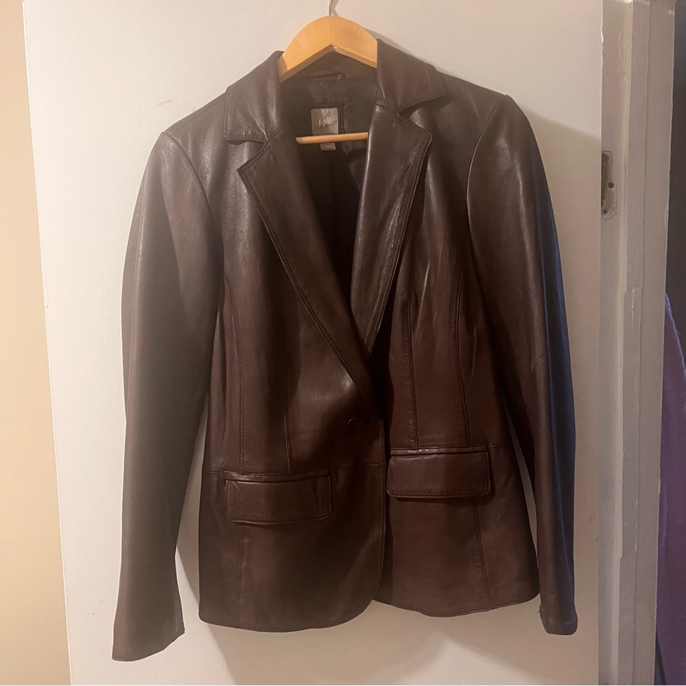 J. Jill Dark Brown Leather Blazer